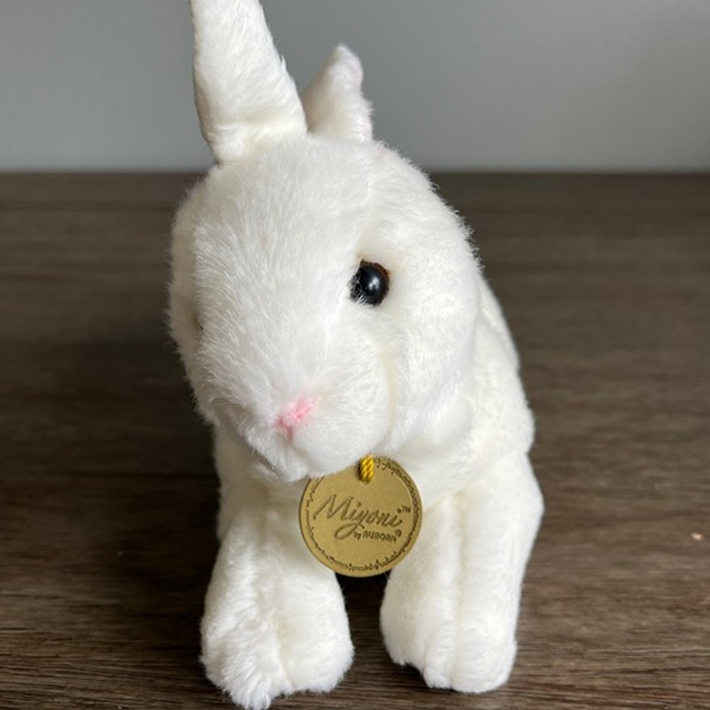 Miyoni by Aurora White Rabbit Plush Realistic Stuffed Animal Bunny